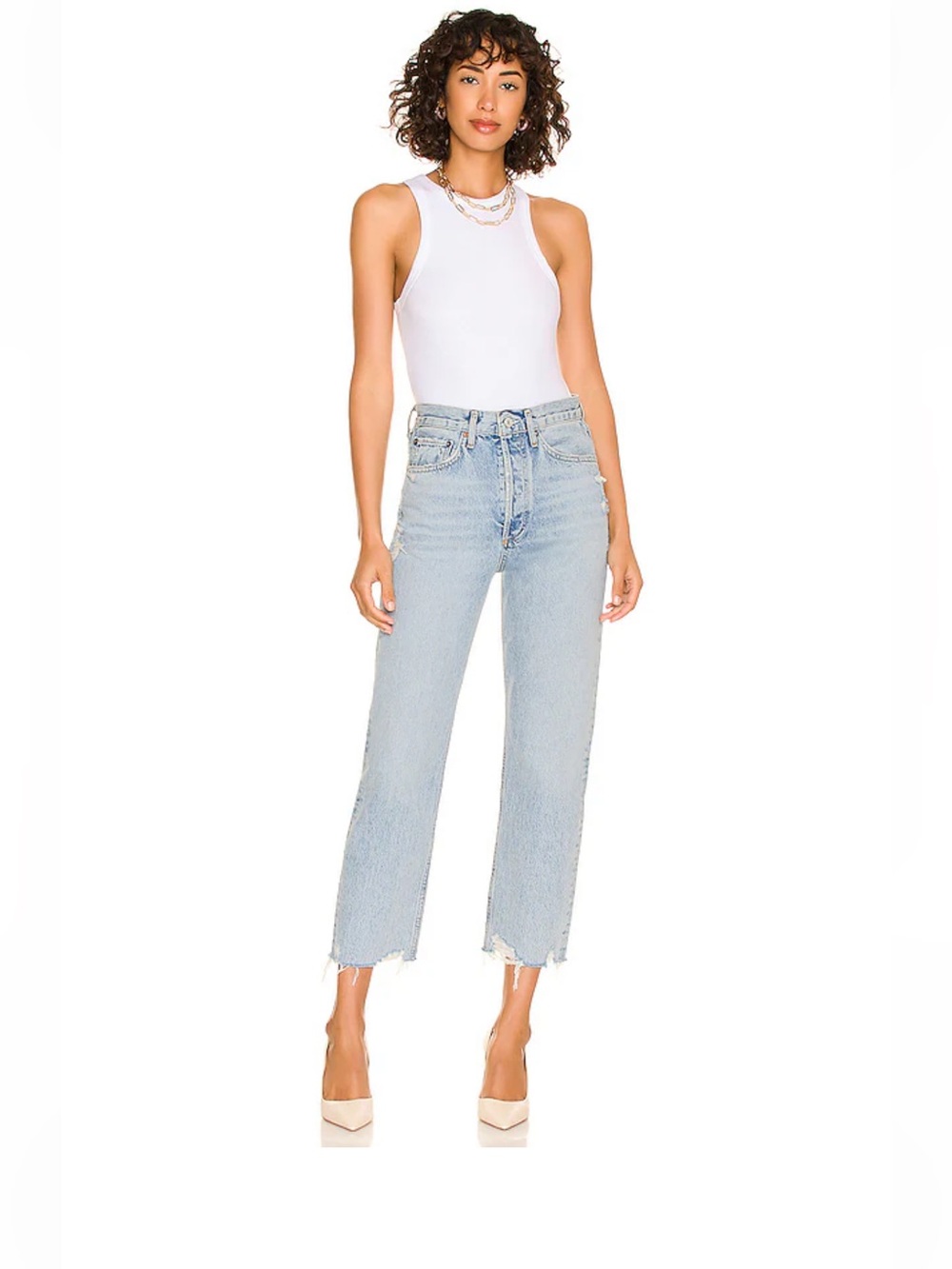AGOLDE • 90's Crop Jeans in Nerve size 26 light wash distressed organic cotton